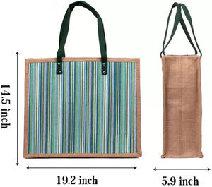 Sac de jute blanc écologique avec poignées en cuir véritable poignée de ruban artisanale spacieuse et polyvalente à vendre - Product Image 3