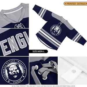 Camiseta de Hockey Personalizada, Ropa de Equipo, Azul Marino, Naranja, Blanco, Rayas, Cuello en V, Números y Letras Cosidos, Diseño de Logotipo, Tallas para Adultos y Jóvenes - Product Image 6