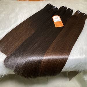 Extensiones de Cabello Humano Liso con Puntas Marrones al por Mayor, Cabello Humano Vietnamita 100% con Cutícula Intacta, Trama Doble a Máquina - Product Image 5