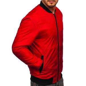 Chaqueta Bomber de Lona Personalizable para Hombre, Cuello Alto, Cierre de Cremallera, Color Sólido, Invierno, Transpirable, Ecológica, Delgada, con Letras - Product Image 3