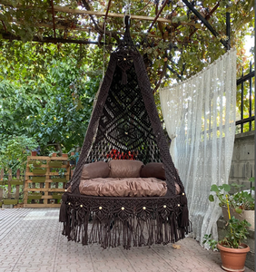 Macrame <b>Hammock</b> Chair COTTON HANDMADE NATURAL Baby Swing Set Style Color Baby Bedside Sleeper - Product Image 1