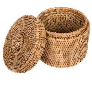 Sisu Handicraft Natural Custom Handmade Natural Rattan Eco-Friendly Food <b>Storage</b> <b>Basket</b> <b>Large</b> Circle OEM Living Room Blanket - Product Image 2