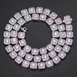 20mm Diamant Naturel 14K Rose Blanc Jaune Or Hip Hop Rappeur Chaînes Glacé Miami Style Lien Chaîne Collier Cadeau - Product Image 1