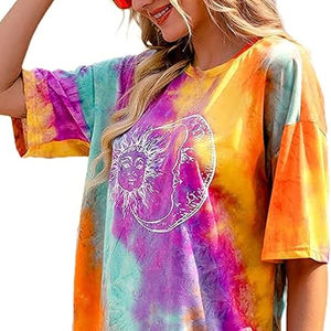 Camiseta teñida de color sólido del proveedor directo de fábrica para mujer Diseño de estampado de ropa informal ecológica para el verano - Product Image 5