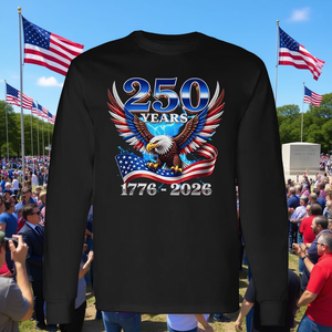 T-shirt a maniche lunghe patriottica per il 250° anniversario degli Stati Uniti - T-shirt promozionale commemorativa - Product Image 3