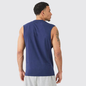 Camiseta sin Mangas Ajustada para Hombre, Mezcla de Algodón, Tejido de Punto, Secado Rápido, Personalizable, Ropa Deportiva de Culturismo, Envío Rápido, Venta al por Mayor - Product Image 2