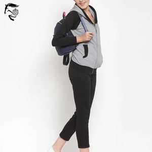 เสื้อออกกำลังกายแขนยาวมีซิปสำหรับผู้หญิงเสื้อออกกำลังกายเล่นโยคะผ้าฝ้าย100% ขนาดใหญ่พิเศษ - Product Image 2