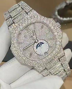 Montre de luxe pour homme de style royal avec mouvement à quartz et accents de diamants en moissanite, montre-bracelet de créateur pour professionnels d'affaires - Product Image 2