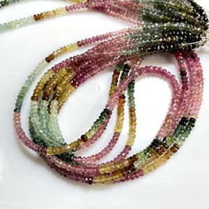 Perles de pierre en forme de rondelle à facettes multi-tourmaline 3-3.5MM pour la fabrication de bijoux de haute qualité Vente en gros - Product Image 1
