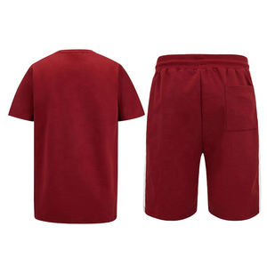 Pantalones cortos transpirables de verano para hombre, conjuntos de pantalones cortos deportivos personalizados para hombre, conjuntos de pantalones cortos de poliéster 100% informales, camisa corta sólida - Product Image 6