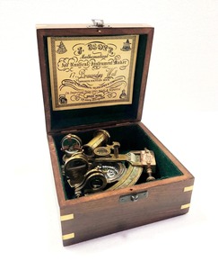 <b>Antique</b> Maritime Nautical <b>Compass</b> Sextant Telescope Vintage Marine Astrolabe Ship's Instruments with Wooden Box - Product Image 2