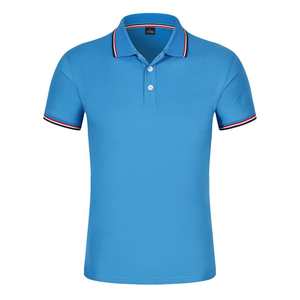 T-shirt en coton bleu marine polo de golf personnalisé pour hommes avec logo brodé polos - Product Image 3