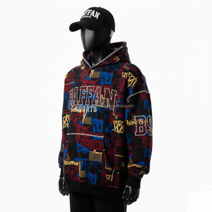 Sudadera con capucha de lana pesada Premium 330GSM, estampado de grafiti colorido, tela de algodón suave, bordado 3D, logotipo personalizado, sudadera básica - Product Image 3