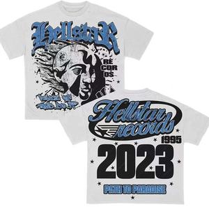 Camisetas de algodón 100% de gran tamaño para hombre con mangas cortas, transpirables, hombros caídos, secado rápido y estampado en contraste, mangas cortas - Product Image 4