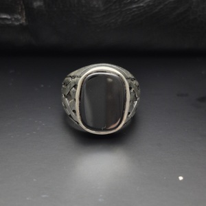 Vintage 925 Silver <b>Mens</b> <b>Ring</b> Black Agate Gemstone Antique Turkish Ottoman Style Engraved Luxury Jewelry Handcrafted for <b>Men</b> - Product Image 2