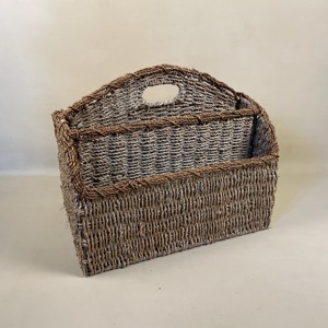 Divided seagrass file stand sustainable raffia magazine container desktop office table accessories - Product Image 3