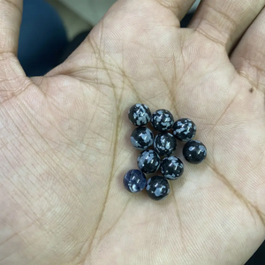 6mm naturel noir flocon de neige obsidienne plaine boule ronde sphère non percé pierres précieuses boules de pierre semi-précieuse de l'inde - Product Image 3