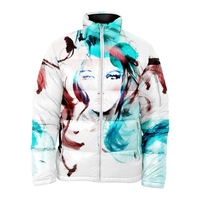 Blouson d'hiver personnalisé en toile matelassée pour homme, taille XL, réversible, avec col montant, capuche et fermeture éclair, imprimé par sublimation avec lettres