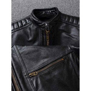 Veste de motard vintage unisexe en cuir de vachette col montant imprimé moto Style capuche respirante grande taille hiver hommes - Product Image 3