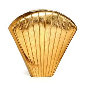 Florero de Metal de diseñador elegante con forma de concha clásica más vendido, decoración moderna para el hogar de bodas con logotipo personalizado y embalaje - Product Image 1