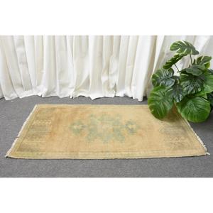 Turkish Rug, 1.7x3.5 ft Vintage Rug, <b>Brown</b> Solid <b>Wool</b> Rug - Product Image 2