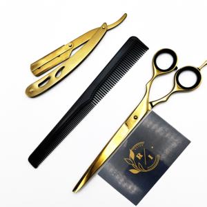 Ciseaux de barbier professionnels ergonomiques en acier inoxydable pour salon et usage domestique avec poignée en caoutchouc écologique 6,5 pouces - Product Image 2