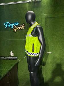 Chaleco de Seguridad Reflectante de Alta Visibilidad para Carretera, ANSI Clase 1, con LED Intermitente, Impermeable, Franjas Fluorescentes Verdes, Poliéster para Correr - Product Image 4