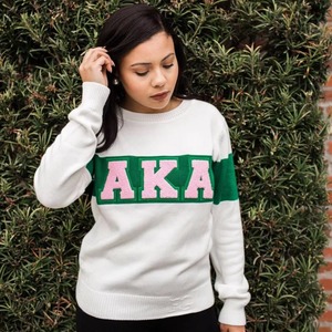 AKA Sorority Knit Sweater Ropa Premium Elegante regalo de invierno 1908 Chenille Bordado griego Acrílico Knit Cozy - Product Image 6