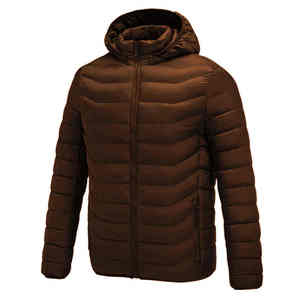 Wholesale Men's Winter <b>Puffer</b> <b>Jackets</b> Custom Logo Nylon Hooded with Warm Bubble Puff Fill Canvas Outer Indoor <b>Light</b> - Product Image 5