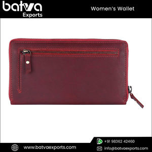 Modern Designer Women's Luxury Genuine Leather <b>Wallet</b> Stylish <b>Zipper</b> Closure with RFID Protection and Polyester Lining - Product Image 4