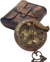 Brújula Clásica de Metal de Cobre con Reloj Solar |   Regalo Náutico Vintage Ecológico, Plegable y Ligero, con Diseño Rectangular y Circular para Hombre