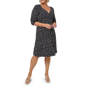 Abito Elegante da Donna Leota Becca in Jersey Lavabile Nero Taglia 1X con Spacchi e Maniche a Sbuffo per Feste Formali e Serate in Discoteca - Product Image 1
