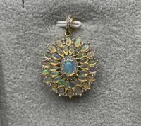 925 Argent Naturel Opale Zircon Pendentif Multi Opale De Feu Guérison Collier Opale Naturelle Zircon Bijoux avec Charme Pendentifs