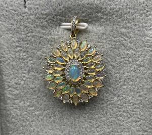 Colgante de circón de ópalo Natural de plata 925, collar curativo de ópalo de fuego múltiple, joyería de circón de ópalo Natural con colgantes de abalorios - Product Image 5