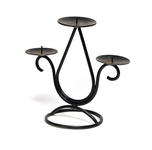 Black Candle Holder Candle Pillar Holders Handcrafted Iron Candle Stand Menorah and <b>Candelabra</b> Suppliers India - Product Image 1