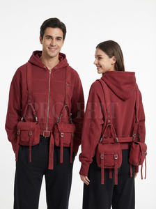 Sweats à capuche en molleton français de haute qualité personnalisés, 450 GSM, avec poches utilitaires et bretelles réglables, vêtements de rue tendance, sweats à capuche de voyage - Product Image 3