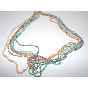 Collana di perle Biwa multicolori in oro 14K a 6 fili - Product Image 1
