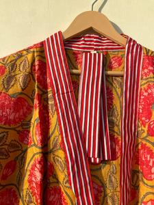 ชุดกิโมโนผ้าฝ้าย100% ทำมืออินเดียสำหรับผู้หญิงชุดนอนลำลองฤดูร้อนพิมพ์ลายดอกไม้บิกินี่วันหยุดชายหาดสำหรับฤดูใบไม้ร่วง - Product Image 2