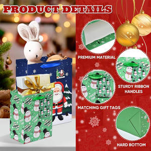 Bolsas de regalo de Navidad Tamaños surtidos, Navidad para regalos Bolsas de regalo de vacaciones de Navidad reutilizables Incluye bolsas de vino - Product Image 3