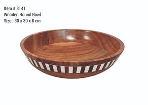 Tazón para Ensalada de Madera de Acacia 100% Pura, Vajilla Acabada, Utensilios de Cocina Hechos a Mano al por Mayor, Cubiertos Decorativos, Tazón para Servir - Product Image 2