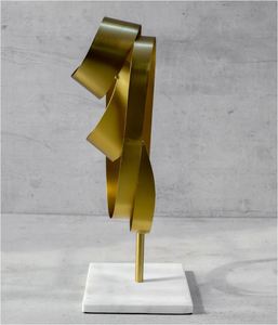 Customized Design Gold Metal <b>Ribbon</b> Sculpture For Home <b>Decoration</b> Table Decor Luxury Hotel Room Restaurant Made India - Product Image 4