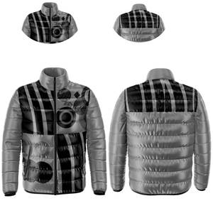 Doudoune bicolore personnalisée de haute qualité pour l'hiver, tissu à bulles rembourré chaud avec support coupe-vent entièrement sublimé - Product Image 4