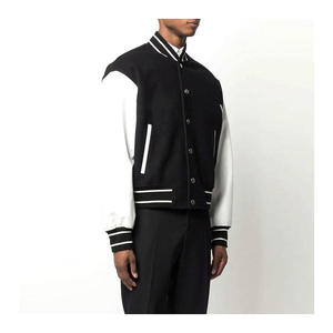 Vestes à manches en cuir avec logo personnalisé Vestes de baseball Letterman Vestes en cuir de laine - Product Image 3