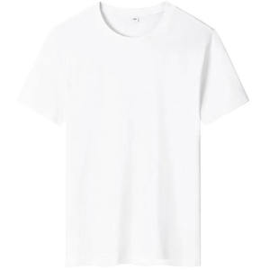 T-shirt à manches courtes en coton peigné blanc et noir, col rond, avec logo personnalisé OEM, broderie et impression - Product Image 3