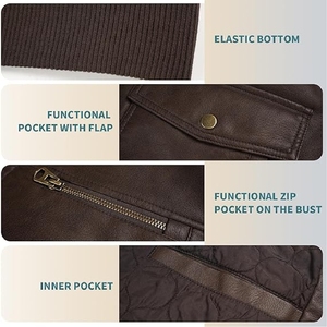 Custom Men's <b>Genuine</b> Leather Winter High Quality Patch Work Zip-Up Embroidered Waterproof Breathable Eco-Friendly Front Leather - Product Image 6