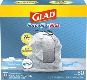ถุงขยะแบบมีเชือกผูก Glad ForceFlex Protection Series ขนาดใหญ่ สำหรับห้องครัว ความจุ 13 แกลลอน จำนวน 110 ใบ - Product Image 2