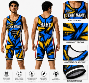 Combinaison de lutte personnalisée pour hommes, uniforme athlétique par sublimation, respirant, extensible, tenue d'équipe, entraînement, compétition, vêtements de sport, vente en gros - Product Image 1