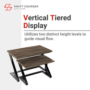 Table gigogne en bois en forme de Z sur mesure avec cadre métallique pour présentoir de vente au détail moderne - Product Image 3
