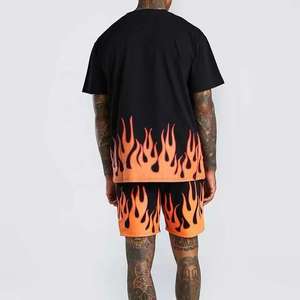 Conjunto de camiseta y pantalones cortos para hombre con logotipo personalizado de peso ligero, ropa deportiva de verano, ropa de calle personalizada para correr de algodón, conjuntos cortos para hombre - Product Image 5