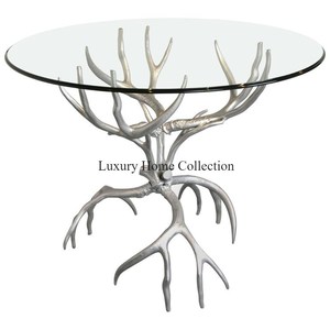 Centre en métal de conception de tentacules de poulpe et finition de jambes d'ombre antiques en laiton et dessus de forme ronde en métal dans la table - Product Image 2